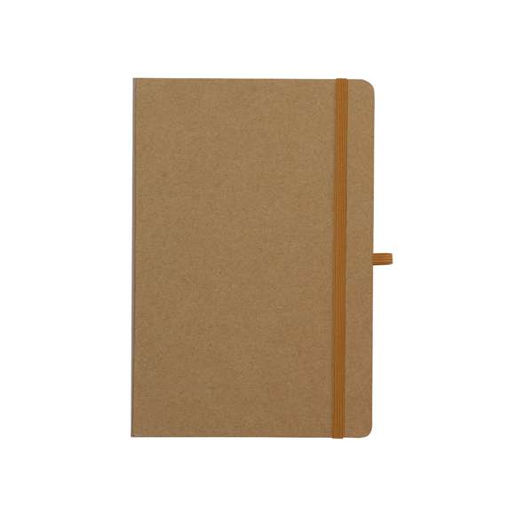 Bloc con notas adhesivas en cartón reciclado. Con tapas rígidas y 80 hojas lisas. En la cubierta interior de la portada incluye: 25 hojas adhesivas amarillas, 125 mini notas adhesivas de variados colores y práctico tarjetero en color kraft. Con soporte para bolígrafos y cinta elástica a juego.El Cartón Reciclado proviene del reaprovechamiento de excedente de fabricaciones y reciclaje de papel en el final de su vida útil, convirtiéndose en un lienzo ecológico y sostenible.