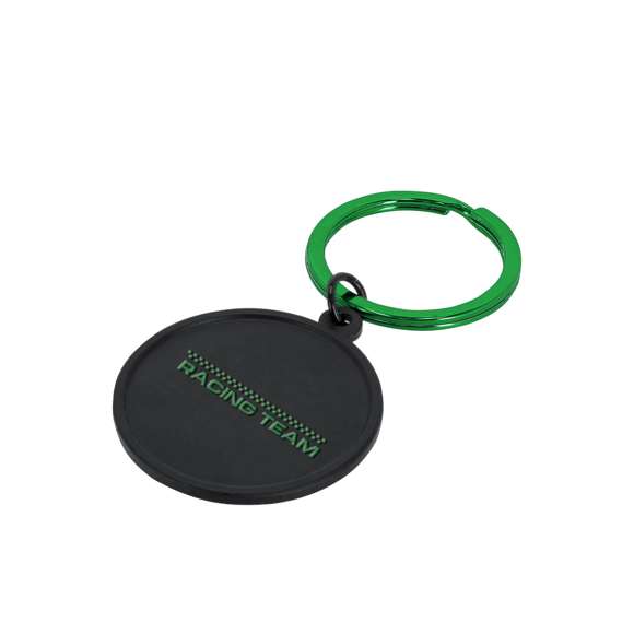 Llavero elaborado en aluminio con diseño redondo en color negro. Ideal para grabado láser con acabado a color por ambos lados del llavero con efecto espejo. Incluye una anilla metálica a juego para resultado elegante.