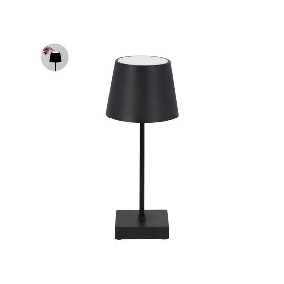 Lámpara de diseño en acabado cromado. Fabricada en ABS y  aluminio. Incluye 3 modos de luz (blanca, neutra y cálida). Equipada con 17 LEDs. Con botón encendido/apagado, alimentada por 3 pilas AAA -no incluidas-.