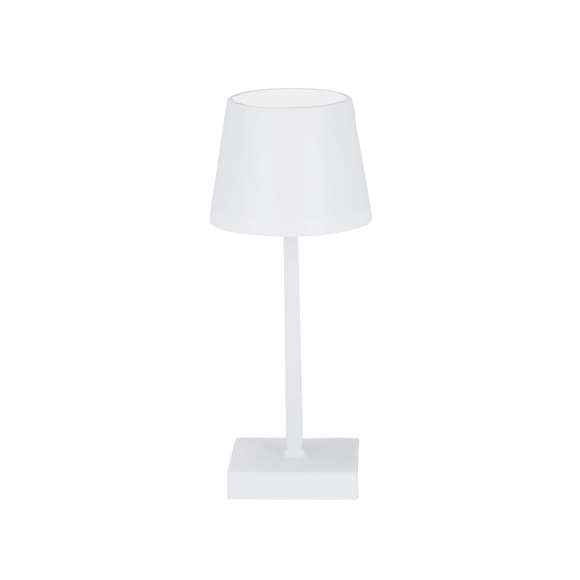 Lámpara de diseño en acabado cromado. Fabricada en ABS y  aluminio. Incluye 3 modos de luz (blanca, neutra y cálida). Equipada con 17 LEDs. Con botón encendido/apagado, alimentada por 3 pilas AAA -no incluidas-.