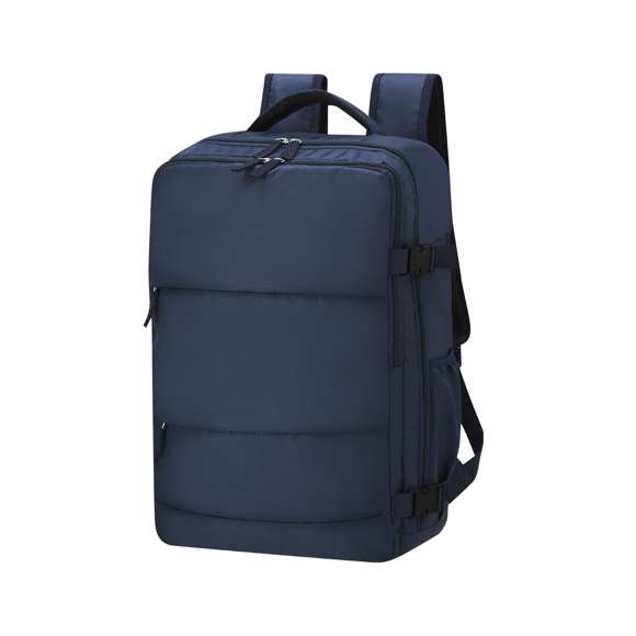Mochila multifunción fabricada en poliéster 420D. Cuenta con una excelente transpirabilidad en la zona trasera y en la cinta para los hombros, facilitando la disipación del calor gracias a sus cintas y respaldo acolchados. Las cintas anchas están diseñadas para aliviar la presión en los hombros, permitiendo llevar la mochila cómodamente durante largos periodos.Perfecta para cualquier situación por tener múltiples compartimentos:2 bolsillos frontales.3 compartimentos grandes centrales, uno de ellos portatodo, un bolsillo central de gran capacidad para guardad ropa y/o complementos con organizador en su interior, y dos más acolchados, perfectos para llevar portátil de hasta 15 pulgadas y tablet hasta 12 pulgadas.Además, cuenta con un bolsillo lateral perfecto para tener acceso rápido. Perfecta para viajes o para el día a día por sus cintas ajustables, adaptándose a todo estilo de vida.