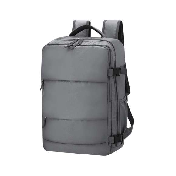 Mochila multifunción fabricada en poliéster 420D. Cuenta con una excelente transpirabilidad en la zona trasera y en la cinta para los hombros, facilitando la disipación del calor gracias a sus cintas y respaldo acolchados. Las cintas anchas están diseñadas para aliviar la presión en los hombros, permitiendo llevar la mochila cómodamente durante largos periodos.Perfecta para cualquier situación por tener múltiples compartimentos:2 bolsillos frontales.3 compartimentos grandes centrales, uno de ellos portatodo, un bolsillo central de gran capacidad para guardad ropa y/o complementos con organizador en su interior, y dos más acolchados, perfectos para llevar portátil de hasta 15 pulgadas y tablet hasta 12 pulgadas.Además, cuenta con un bolsillo lateral perfecto para tener acceso rápido. Perfecta para viajes o para el día a día por sus cintas ajustables, adaptándose a todo estilo de vida.
