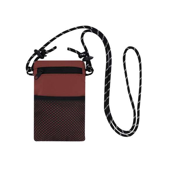 Portatodo fabricado en suave poliéster 150D. Compartimento principal con cierre de cremallera invisible en color negro y bolsillo abierto frontal de rejilla. Incluye cinta bandolera ajustable en forma de cordón en color negro y blanco.