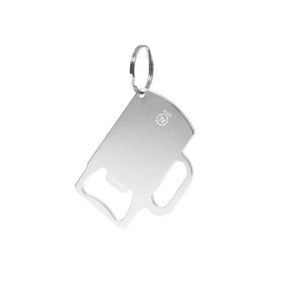Original llavero abridor en Aluminio Reciclado con diseño de jarra. Especialmente diseñado para marcaje en láser. Con distintivo de Aluminio Reciclado grabado.El Aluminio Reciclado es un material con posibilidades de reciclaje casi infinitas, sin perder sus propiedades originales y consumiendo menos energía en este proceso.Certificación GRS (Global Recycled Standard / Estándar de Reciclaje Global), que garantiza el origen reciclado del material usado para fabricar el producto.