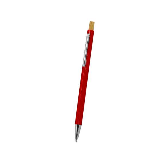 Elegante bolígrafo con pulsador fabricado en bambú. Cuerpo en resistente ABS, clip metálico, con mecanismo pulsador y en tinta azul.Materiales como el bambú fomentan la utilización de materias primas naturales, reduciendo las emisiones contaminantes. Proviene de una planta de gran resistencia y versatilidad, con crecimiento y regeneración rápidos, siendo una excelente alternativa al uso de madera tradicional.