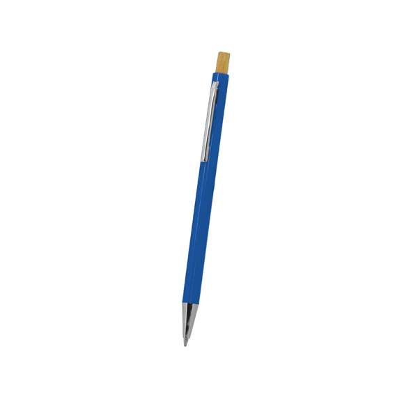 Elegante bolígrafo con pulsador fabricado en bambú. Cuerpo en resistente ABS, clip metálico, con mecanismo pulsador y en tinta azul.Materiales como el bambú fomentan la utilización de materias primas naturales, reduciendo las emisiones contaminantes. Proviene de una planta de gran resistencia y versatilidad, con crecimiento y regeneración rápidos, siendo una excelente alternativa al uso de madera tradicional.
