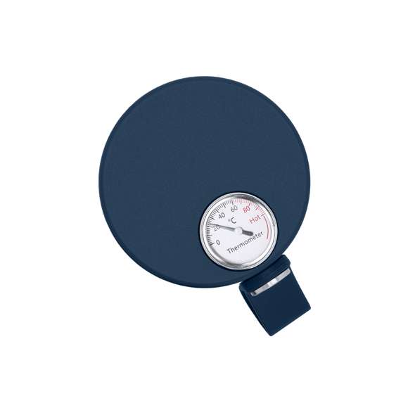 Bidón térmico de acero inox y doble pared de 500 ml de capacidad, con medidor de temperatura analógica, con rango de 0º a 100º. Con tapón de seguridad, asa de silicona integrada y cuerpo a juego. Libre de BPA.