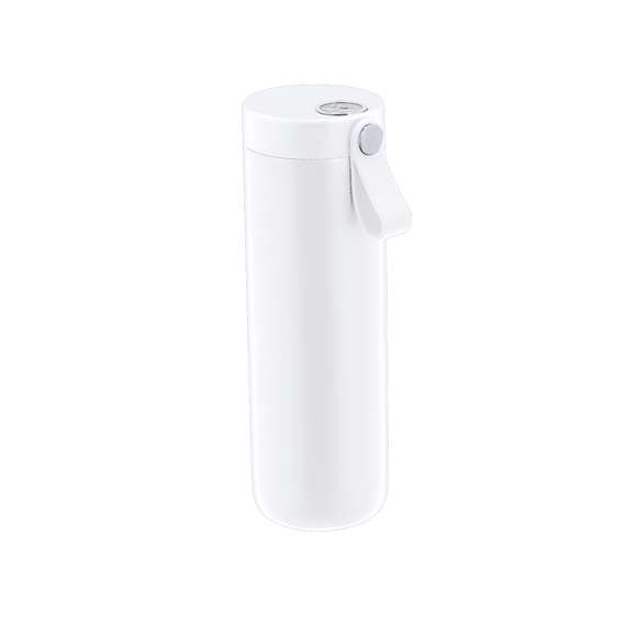 Bidón térmico de acero inox y doble pared de 500 ml de capacidad, con medidor de temperatura analógica, con rango de 0º a 100º. Con tapón de seguridad, asa de silicona integrada y cuerpo a juego. Libre de BPA.