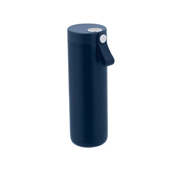 Bidón térmico de acero inox y doble pared de 500 ml de capacidad, con medidor de temperatura analógica, con rango de 0º a 100º. Con tapón de seguridad, asa de silicona integrada y cuerpo a juego. Libre de BPA.