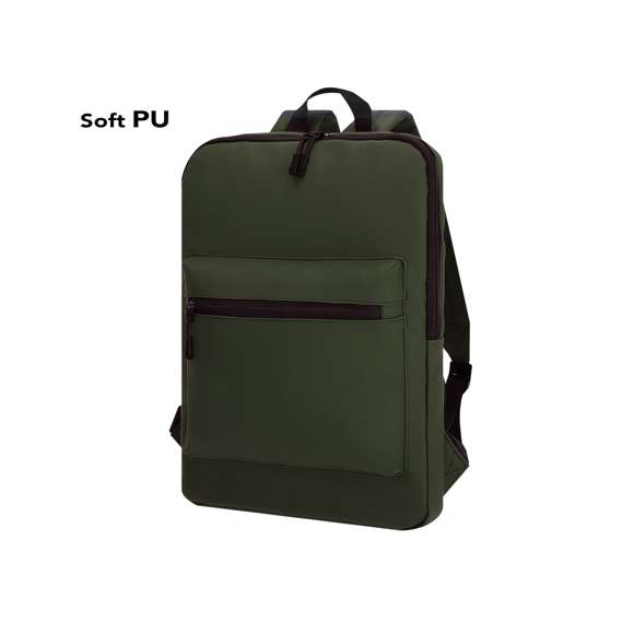 <p>Mochila fabricada en suave PU. Con bolsillo principal de cierre de cremallera con doble tirador. Interior acolchado para portátil de hasta 15 pulgadas. Incluye bolsillo frontal con cierre de cremallera. Espalda y cintas acolchadas, con tela transpirable y ajustables. Incluye cinta de transporte para ajuste en trolley o maleta, ideal para viajes.</p>