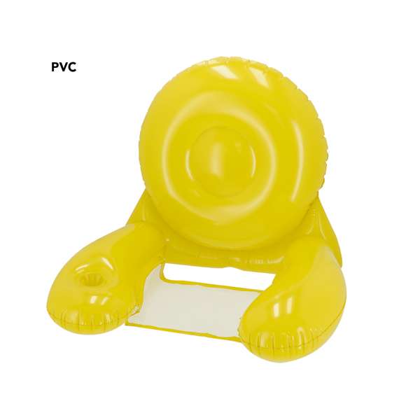Original sillón con reposabrazos y respaldo en resistente PVC de color sólido y abado brillo. Con resistente redecilla para sentarse de 56x32 cm en poliéster de color blanco. Con plegado especial para fácil impresión.