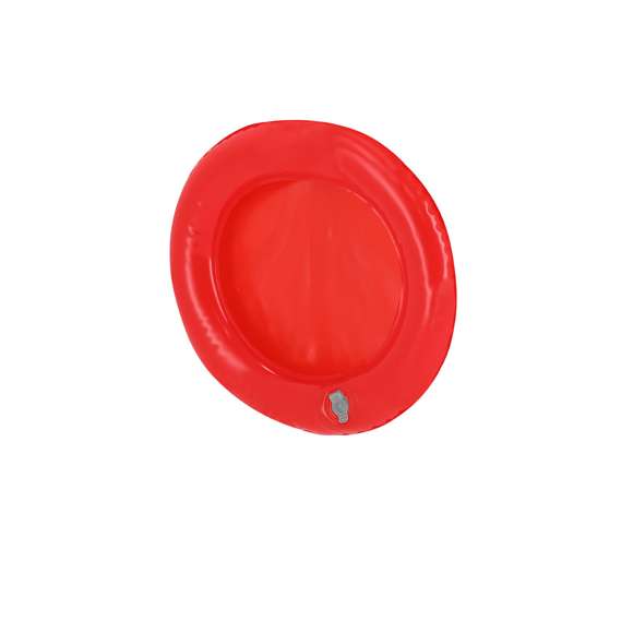 Original almohadilla para la cabeza con función de frisbee, de diseño redondo con aro hinchable fabricado en resistente PVC de color sólido y acabado brillo. Con plegado especial para fácil impresión.