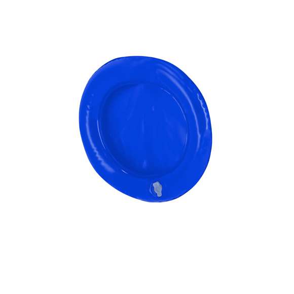 Original almohadilla para la cabeza con función de frisbee, de diseño redondo con aro hinchable fabricado en resistente PVC de color sólido y acabado brillo. Con plegado especial para fácil impresión.