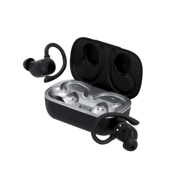 <p>Auriculares intraurales con diseño ergonómico y sujeción firme que se adapta alrededor de la oreja, con conexión Bluetooth 5.4. Incluyen un estuche con tapa abatible y batería integrada de 200 mAh. Auriculares con control táctil integrado y función manos libres, ideales para llamadas y música. Recargables mediante cable Tipo C -incluido-.</p>
