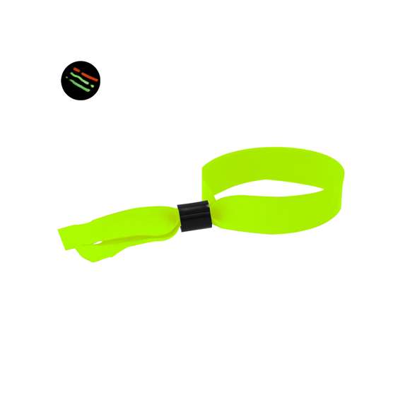 Pulsera para eventos, elaborada en resistente y suave poliéster. Diseñada con un cierre de seguridad ajustable.