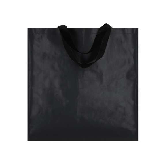 Bolsa fabricada en pp-woven laminado. Con asas largas de 45x3cm reforzadas con costura en X y resistencia de hasta 8kg.