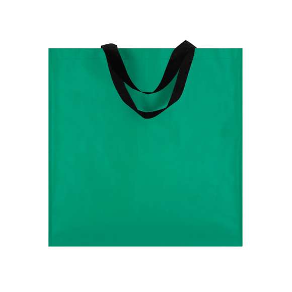 Bolsa fabricada en pp-woven laminado. Con asas largas de 45x3cm reforzadas con costura en X y resistencia de hasta 8kg.