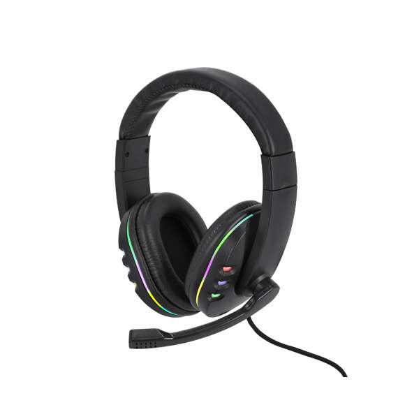Auriculares gamer diseñados para una experiencia de juego inmersiva. Diseño de diadema con sonido envolvente y retroiluminados con luz LEDs multicolor combinando efectos intermitentes automáticos. Micrófono integrado y cable de 160cm con control de volumen integrado y doble conexión (USB y Jack 3,5 mm).