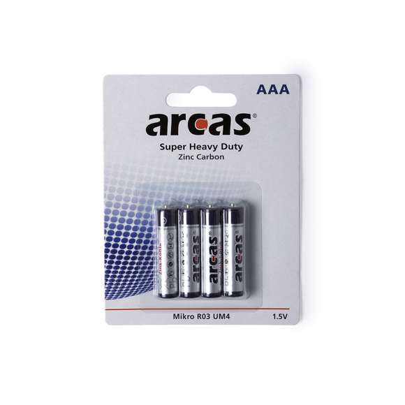 Blister de 4 pilas salinas de 1,5V tipo AAA/R03