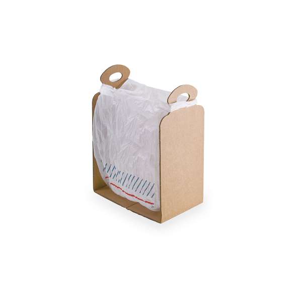 Reutilizabolsas plegable de resistente cartón natural, adaptable a multitud de tamaños de bolsas.