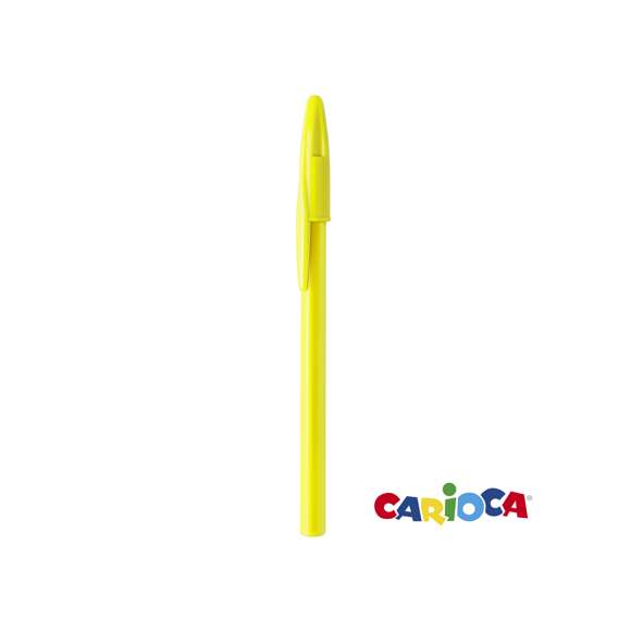 Bolígrafo Universal de Carioca de capucha en clásico diseño con cuerpo de suave acabado brillante en vivos colores. Tinta azul.