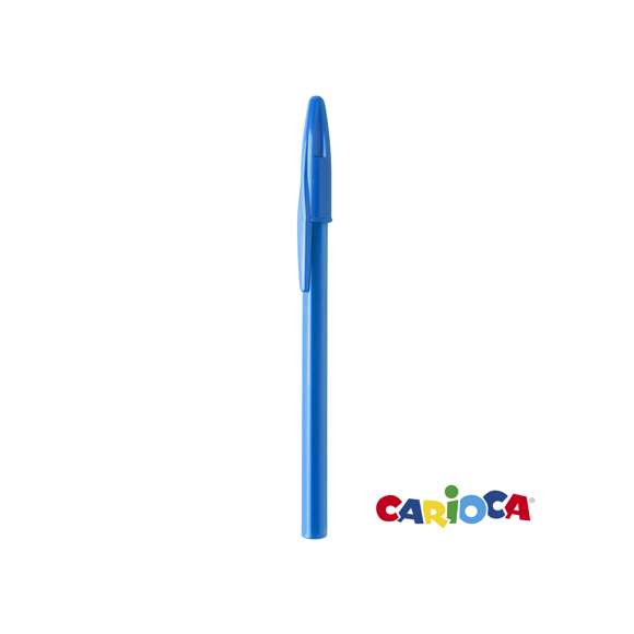Bolígrafo Universal de Carioca de capucha en clásico diseño con cuerpo de suave acabado brillante en vivos colores. Tinta azul.