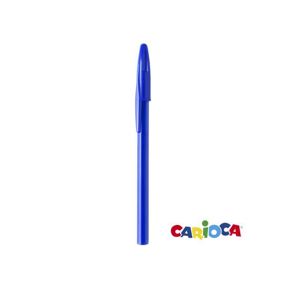 Bolígrafo Universal de Carioca de capucha en clásico diseño con cuerpo de suave acabado brillante en vivos colores. Tinta azul.