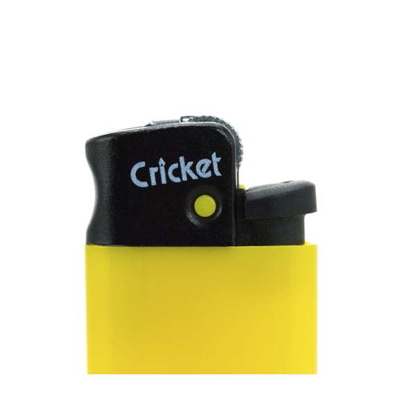  	Miniencendedor clásico Cricket. A gas, de mecanismo de piedra y con protección infantil. Disponible en variada gama de colores sólidos. Servido en bandejas de 50 unidades del mismo color.