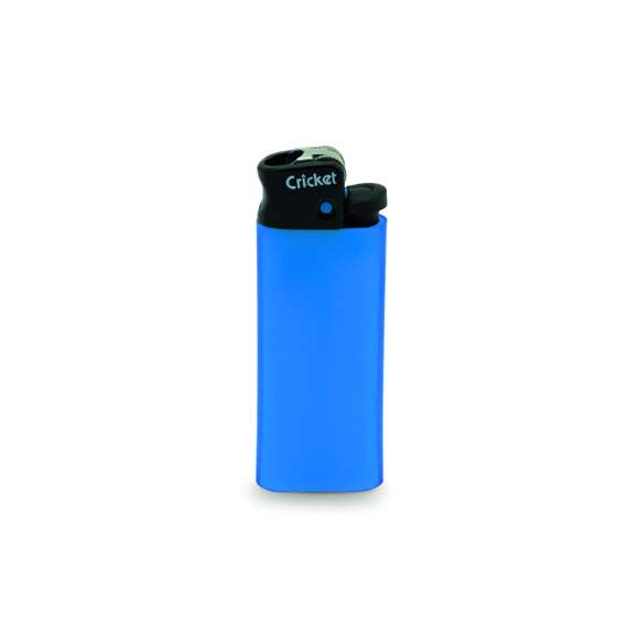  	Miniencendedor clásico Cricket. A gas, de mecanismo de piedra y con protección infantil. Disponible en variada gama de colores sólidos. Servido en bandejas de 50 unidades del mismo color.