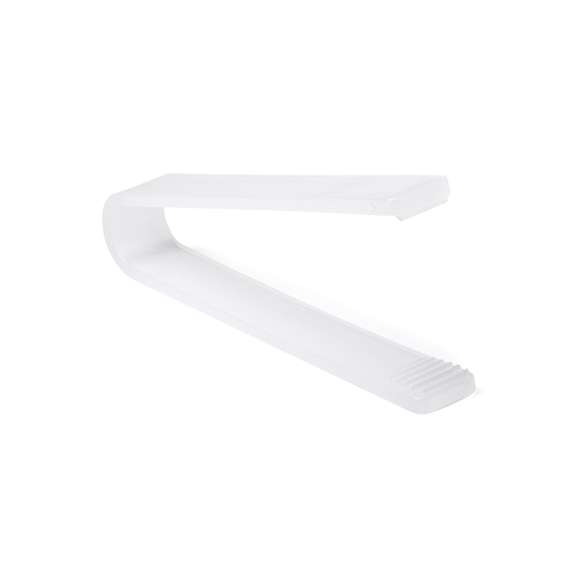Pinza de elegante y suave acabado en color blanco especialmente diseñada para marcaje en tampografía.