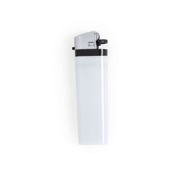 Encendedor a gas de mecanismo de piedra. Con protección infantil y regulador de llama. Disponible en variada gama de colores de acabado sólido. Servidos en bandejas de 50 unidades del mismo color.