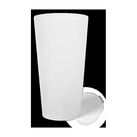 Vaso de PP de 400 ml, libre de BPA. Eco-reutilizable y de acabado frosted.Disponible manual de instrucciones en español e inglés.