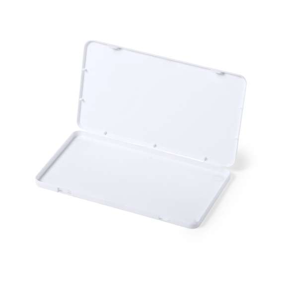 Portatodo en resistente material PP de acabado blanco mate, con doble cierre de seguridad.