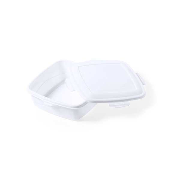  	Fiambrera de 1L de capacidad, hecha en PP de color blanco. De fabricación europea y con certificación Food Grade, garantizando la seguridad cuando los alimentos entran en contacto con el material usado para fabricar el producto. Formato cuadrado, con cierre de seguridad en todos sus lados.
