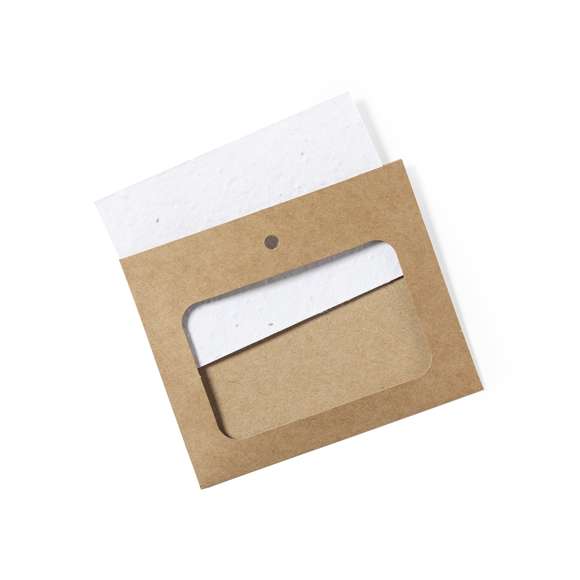 Identificador en cartón reciclado. Incluye tarjeta con semillas de flores silvestres, convirtiéndolo así en papel plantable al final de su vida útil. Flores silvestres en colores surtidos, con instrucciones de plantado en el interior y distintivo Made in Europe.
