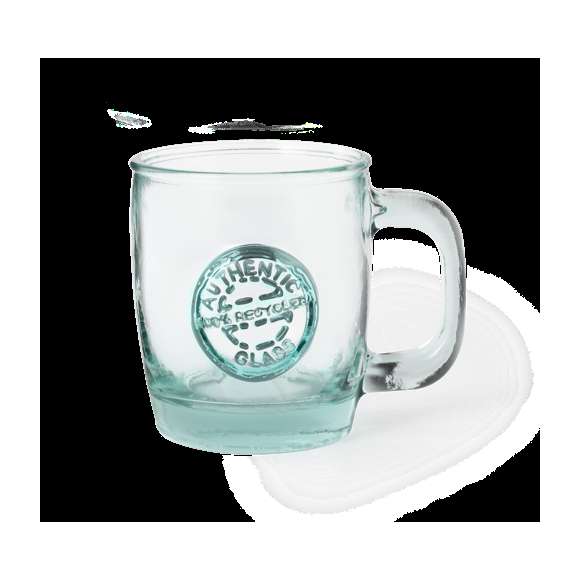 Taza de línea nature de 400 ml de capacidad. De fabricación europea y hecha en vidrio reciclado GRS (Global Recycled Standard / Estándar de Reciclaje Global), que garantiza el origen reciclado del material usado para fabricar el producto.