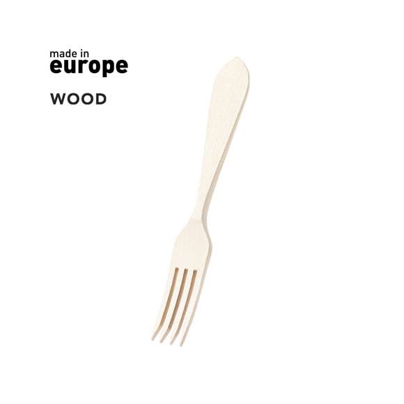 Tenedor mediano de fabricación europea y hecho en madera natural, con cómodo mango. Incluye certificación PEFC, contribuyendo así a la preservación de los bosques y la biodiversidad forestal.