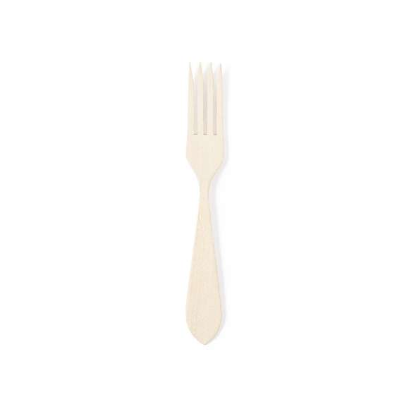 Tenedor mediano de fabricación europea y hecho en madera natural, con cómodo mango. Incluye certificación PEFC, contribuyendo así a la preservación de los bosques y la biodiversidad forestal.