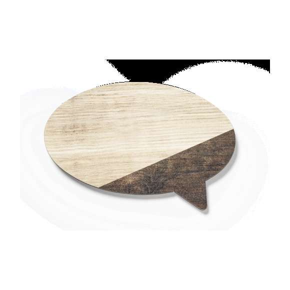  	Original imán bocadillo fabricado en madera natural y de acabado bicolor. Amplia superficie de marcaje y distintivo Made In Europe.