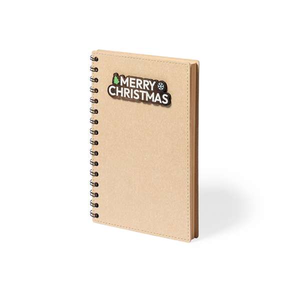 Libreta de anillas de línea nature y diseño navideño, con tapas rígidas de cartón reciclado. Incluye 80 hojas con disposición a una raya y diseño eco.