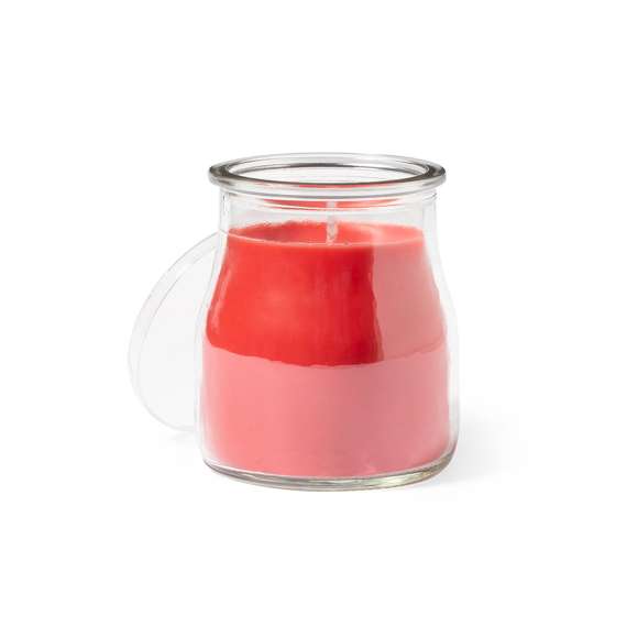  	Vela aromática en tarro de cristal, disponible en aromas variados: blanco vainilla  rojo frutas del bosque  azul océano y verde musgo. Con distintivo Made In Europe.