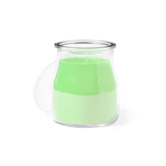 	Vela aromática en tarro de cristal, disponible en aromas variados: blanco vainilla  rojo frutas del bosque  azul océano y verde musgo. Con distintivo Made In Europe.