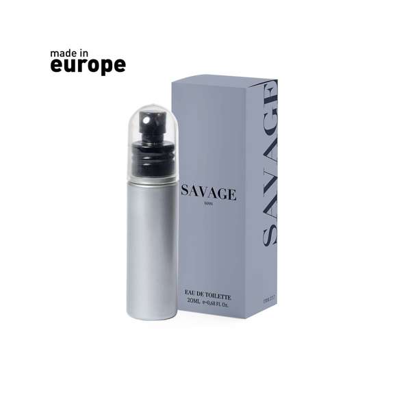 Eau de toilette para hombre Savage, con un toque distintivo el que las notas olfativas se mezclan para crear un equilibrio impecable con matices amaderados. En spray de 20 ml rellenable y con tapón transparente. Presentado en caja de diseño premium.
