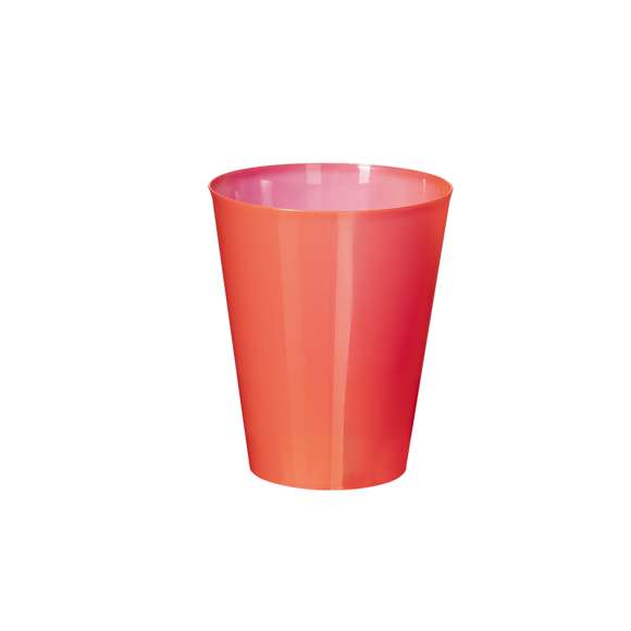 Vaso de 500 ml de capacidad en resistente y flexible material PP. Reutilizable y en variados colores translúcidos.