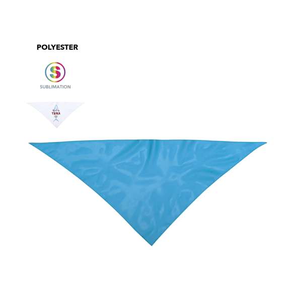 Pañoleta tamaño extra de diseño tirangular. Con cuerpo en suave poliéster de vivos y variados colores. Pespuntes de refuerzo en los laterales. Color blanco especialmente diseñado para marcaje en sublimación.