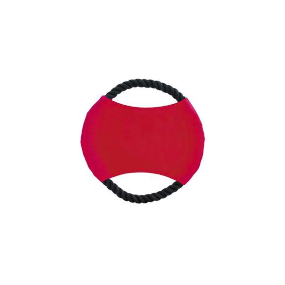 Frisbee para mascotas con resistente cuerda de algodón y parte central en algodón de vivos colores.