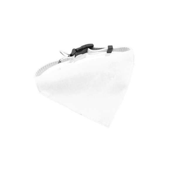Collar bandana para mascota en resistente y suave poliéster de vivos colores. Con cinta ajustable de cierre de clic y accesorio metálico para cinta de paseo.