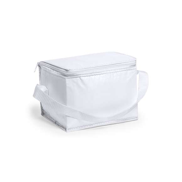 Nevera fabricada en resistente PVC. Con compartimento de 3,2L de capacidad, cierre de cremallera y con cinta bandolera ajustable. Interior isotermo acabado en aluminio. Disponible en variada y llamativa gama de colores.