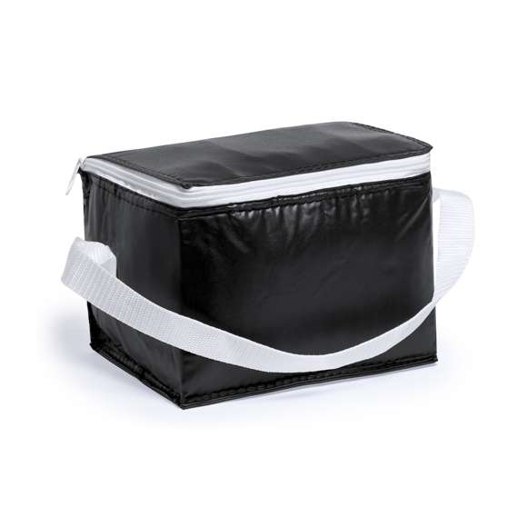 Nevera fabricada en resistente PVC. Con compartimento de 3,2L de capacidad, cierre de cremallera y con cinta bandolera ajustable. Interior isotermo acabado en aluminio. Disponible en variada y llamativa gama de colores.