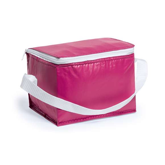 Nevera fabricada en resistente PVC. Con compartimento de 3,2L de capacidad, cierre de cremallera y con cinta bandolera ajustable. Interior isotermo acabado en aluminio. Disponible en variada y llamativa gama de colores.